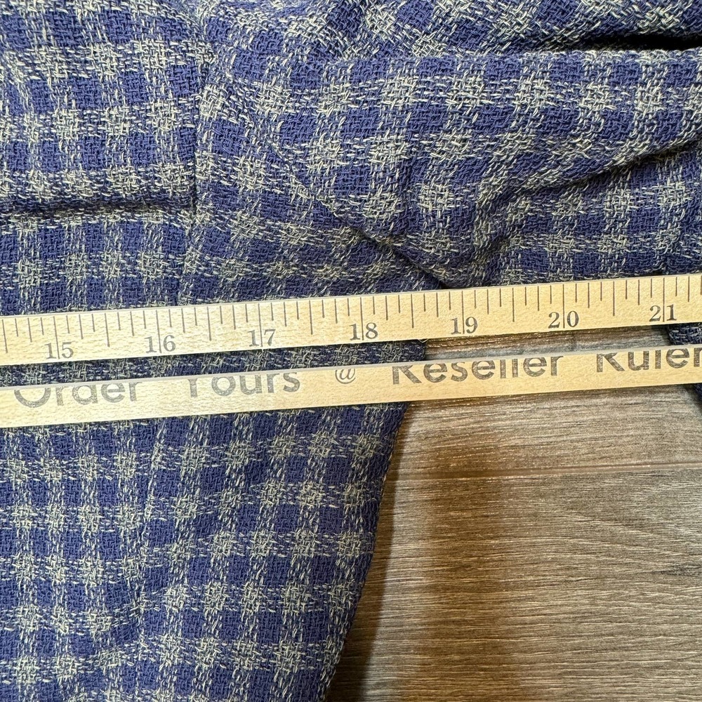 Jaeger Blue 2-Button 100% Wool Blazer Britain Jacket Coat Gingham Women's 10 - Picture 10 of 11